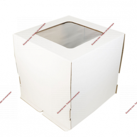 Коробка для торта, 35x35x25 см белая с окном - Кондитер плюс. Товары для кондитеров 